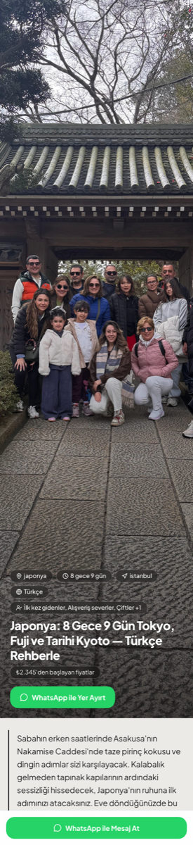 Japonya 9 günlük tur sayfası — GuideKit ile hazırlanmış mobil görünüm